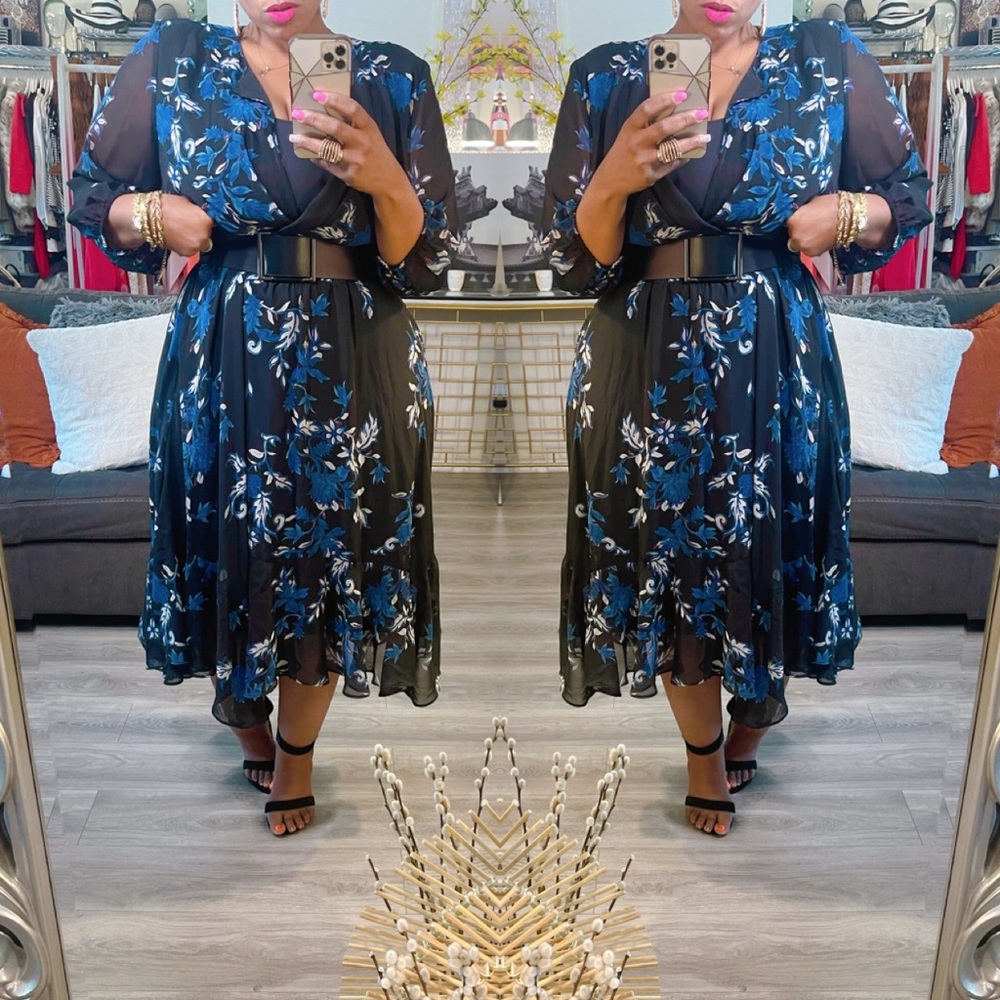 Lane Bryant Blue Floral & Flowy